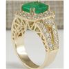 Image 3 : 3.84 CTW Natural Emerald And Diamond Ring 18K Solid Yellow Gold