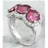 Image 3 : 7.02 CTW Tourmaline 14K White Gold Diamond Ring