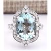 Image 1 : 8.92 CTW Natural Aquamarine And Diamond Ring In 18K White Gold
