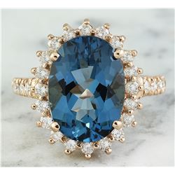 8.35 CTW Topaz 18K Rose Gold Diamond Ring