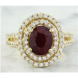 2.77 CTW Ruby 18K Yellow Gold Diamond Ring