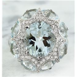 8.00 CTW Aquamarine 14K White Gold Diamond Ring