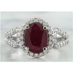 2.30 CTW Ruby 18K White Gold Diamond Ring
