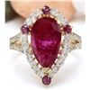 Image 1 : 4.52 CTW Natural Ruby 18K Solid Yellow Gold Diamond Ring