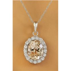 2.00 CTW Morganite 14K White Gold Diamond Necklace