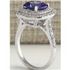 Image 3 : 3.82 CTW Natural Blue Tanzanite And Diamond Ring In 18K White Gold