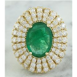 6.94 CTW Emerald 18K Yellow Gold Diamond Ring