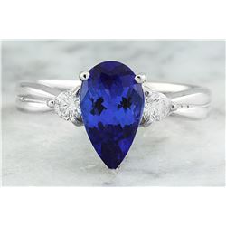 1.70 CTW Tanzanite 18K White Gold Diamond Ring