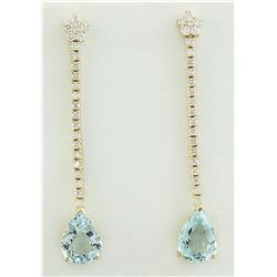 7.17 CTW Aquamarine 18K Yellow Gold Diamond earrings