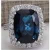 Image 1 : 13.24 CTW Natural London Blue Topaz And Diamond Ring In18K Solid White Gold