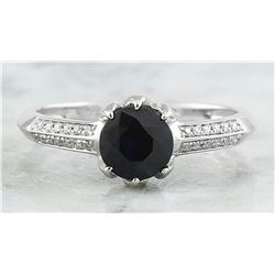 1.19 CTW Sapphire 18K White Gold Diamond Ring