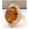 Image 2 : 17.06 CTW Natural Citrine And Diamond Ring 18K Solid Yellow Gold