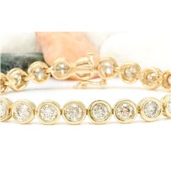 9.96 CTW Natural Diamond 18K Solid Yellow Gold Bracelet