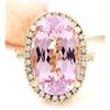 Image 1 : 19.10 CTW Natural Kunzite 14K Solid Yellow Gold Diamond Ring