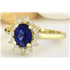 Image 2 : 2.30 CTW Natural Sapphire 18K Solid Yellow Gold Diamond Ring