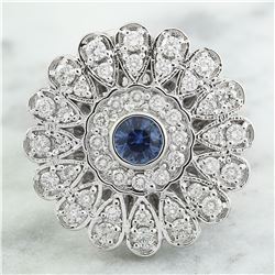 1.70 CTW Sapphire 18K White Gold Diamond Ring