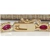 Image 2 : 14.36 CTW Natural Red Ruby And Diamond Bracelet In 14k Yellow Gold