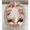 Image 1 : 17.14 CTW Natural Morganite And Diamond Ring In 14K Solid Yellow Gold