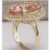 Image 3 : 17.14 CTW Natural Morganite And Diamond Ring In 14K Solid Yellow Gold