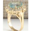 Image 3 : 10.48CTW Natural Aquamarine And Diamond Ring In18K Solid Yello Gold