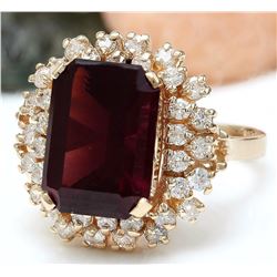 9.35 CTW Natural Tourmaline 14K Solid Rose Gold Diamond Ring