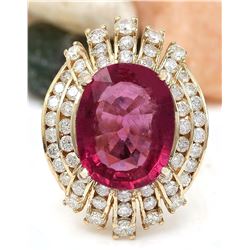 8.33 CTW Natural Tourmaline 18K Solid Yellow Gold Diamond Ring