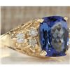 Image 2 : 2.41 CTW Natural Tanzanite And Diamond Ring In 14K Yellow Gold