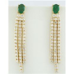 4.50 CTW Emerald 18K Yellow Gold Diamond Earrings