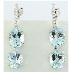 16.60 CTW Aquamarine 18K White Gold Duiamond Earrings