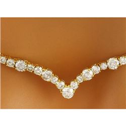 14.10 CTW Natural Diamond 18K Solid Yellow Gold Necklace
