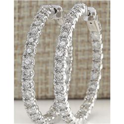 4.86 CTW Natural Diamond Hoop Earrings 14K Solid White Gold
