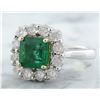 Image 2 : 3.15 CTW Emerald 18K White Gold Diamond Ring