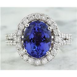 6.63 CTW Tanzanite 18K White Gold Diamond ring