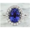 Image 1 : 6.63 CTW Tanzanite 18K White Gold Diamond ring