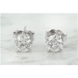 0.80 CTW Diamond 18K White Gold Solitaire Stud Earrings