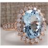 Image 2 : 6.77 CTW Natural Aquamarine And Diamond Ring In 18K Solid Rose Gold