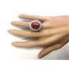 Image 4 : 9.07 CTW Natural Coral And Diamond Ring In 14k White Gold
