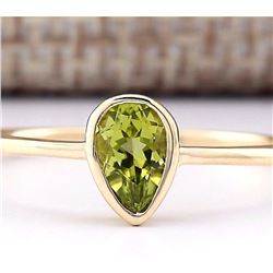 0.50 CTW Natural Peridot Ring In 14k Yellow Gold