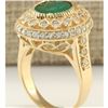 Image 3 : 3.45 CTW Natural Emerald And Diamond Ring In 18K Yellow Gold