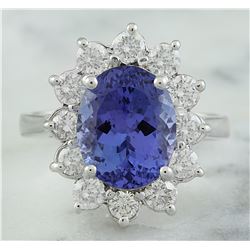 4.74 CTW Tanzanite 18K White Gold Diamond Ring