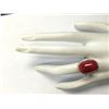 Image 4 : 11.44CTW Natural Red Coral And Diamond Ring In 18K Yellow Gold