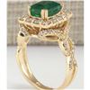 Image 3 : 4.05 CTW Natural Emerald And Diamond Ring In 18K Yellow Gold
