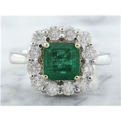 3.15 CTW Emerald 14K White Gold Diamond Ring