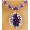 Image 2 : 37.52 CTW Amethyst 18K White Gold Diamond Necklace