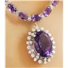 Image 3 : 37.52 CTW Amethyst 18K White Gold Diamond Necklace