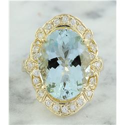 6.43 CTW Aquamarine 18K Yellow Gold Diamond Ring