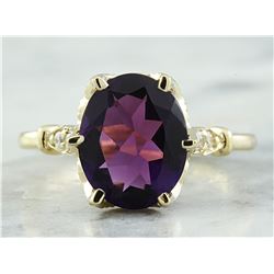 3.41 CTW Amethyst 18K Yellow Gold Diamond Ring