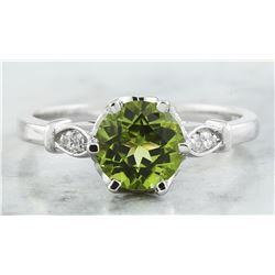 1.50 CTW Peridot 18K White Gold Diamond Ring