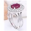 Image 4 : 2.60 CTW Natural Ruby 18K Solid White Gold Diamond Ring