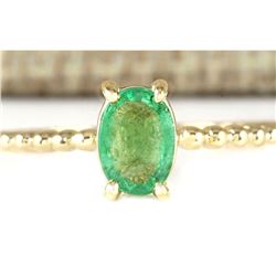0.80 CTW Natural Emerald Ring In 14k Yellow Gold